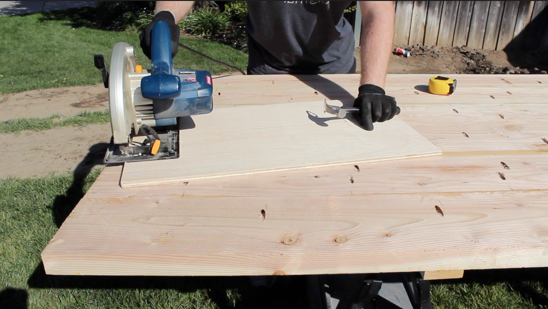 aligning the cutting jig with a circular saw