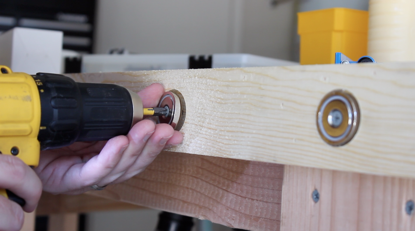 installing magnets into workbench edging