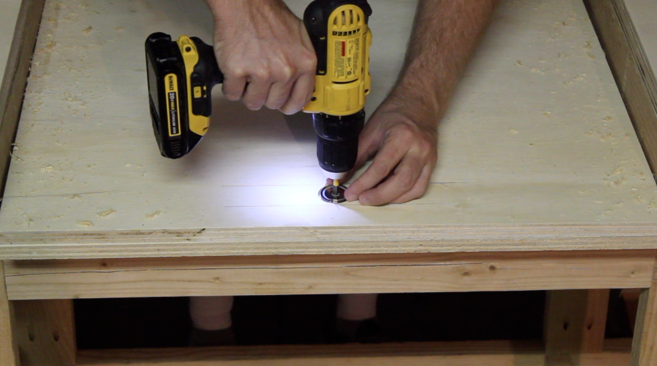 installing magnets in the bottom of the miter saw insert