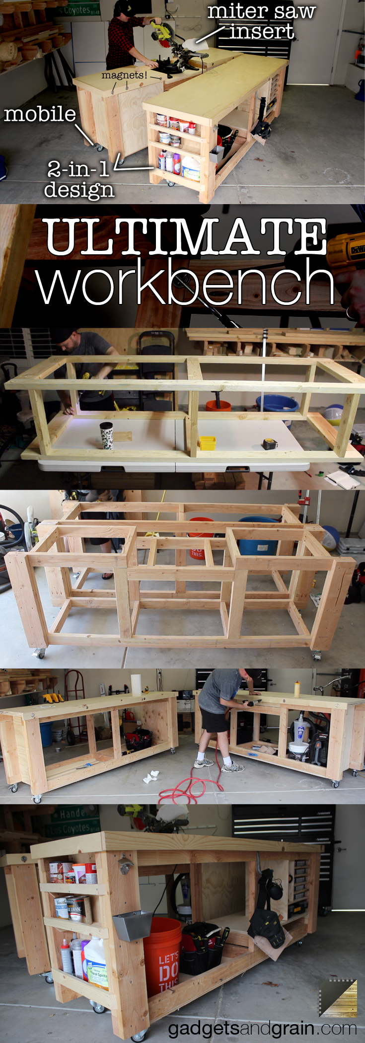 storyboard of DIY workbench build