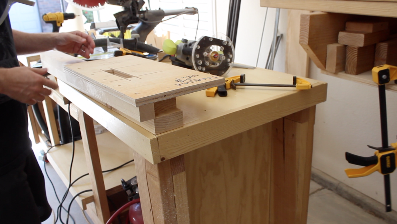 Attaching the jig to create the mortise