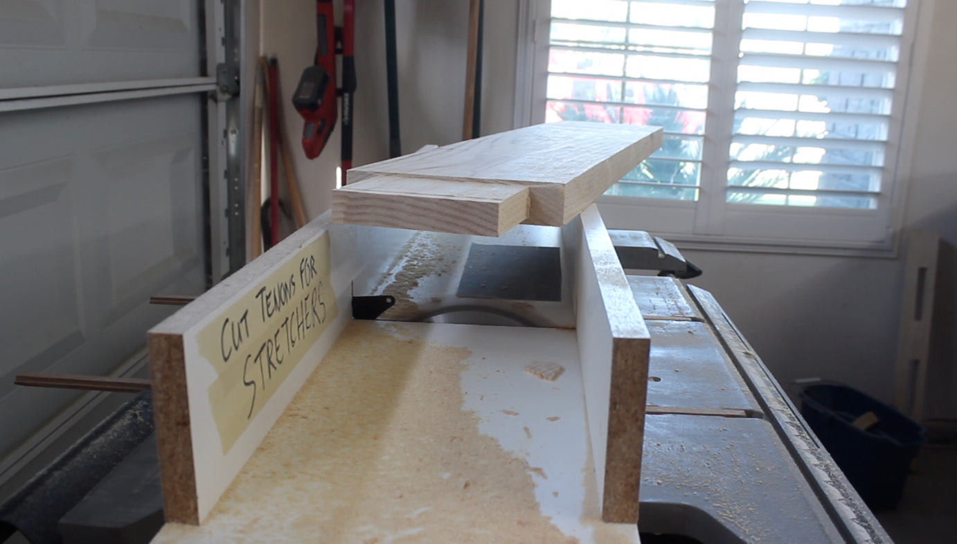 finished through tenon on table stretcher