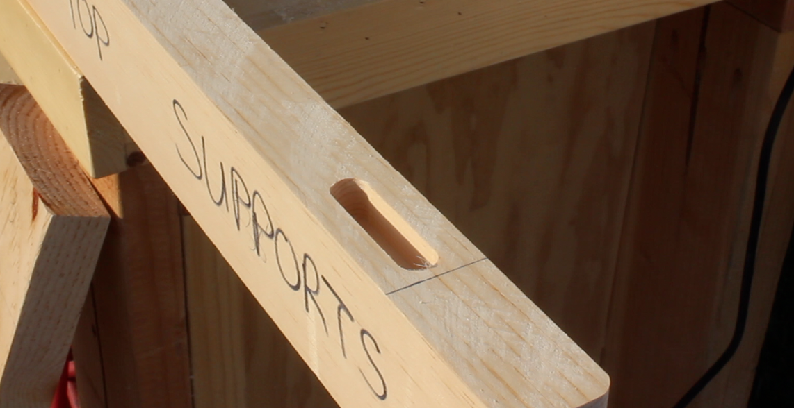 mortise cut into top stretcher